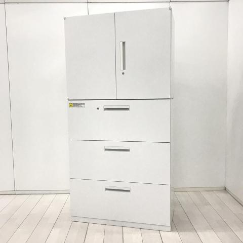 【中古】HSシリーズ 5-820-5002 N1 / 5-821-7352 N ウチダ（UCHIDA) ハイキャビネット／両開き＋3段ラテラル