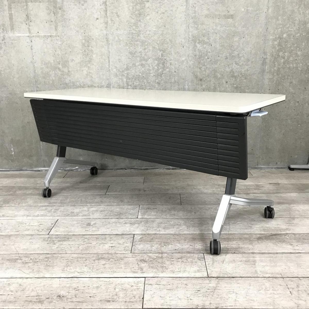 【折りたたみテーブル！キャスター付きで便利に使えます！】■コクヨ（KOKUYO）製　KT-620シリーズ　サイドスタックテーブル　■W1800×D450×H700mm　■幕板パネル付　■ナチュラルグレー
                        KT-620
                                    中古
            