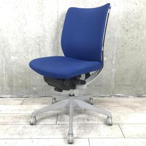 往年の名作/おすすめ/定番　オカムラ（okamura）製　ヴィスコンテチェア　ローバック　肘無し　クッションタイプ　■ミディアムブルー/シェル:グレー