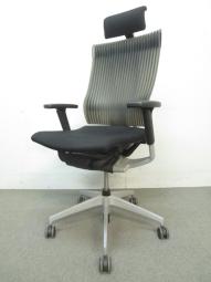 【グッドデザイン賞金賞！】■イトーキ製　スピーナチェア（Spina）　可動肘付　■エラストマー（スモークグレー）【ハイグレードなヘッドレスト付！】