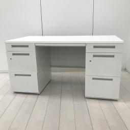 【上長席におすすめです!幅広サイズで収納スペースも豊富な幅1400㎜の両袖デスクが入荷!】■イナバ(INABA)製 デュエナシリーズ 両袖デスク W1400×D700×H720mm ■シリンダー錠 ■ホワイト 【弊社使用欄:A01065825】