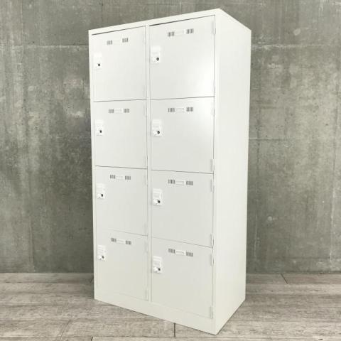 【省スペースに設置できます！2列4段の8人用！増員にもオススメ！】■生興（SEIKO）製　SLDシリーズ　8人用パーソナルロッカー　W900×D515×H1790㎜　■ダイヤル錠　■ホワイト