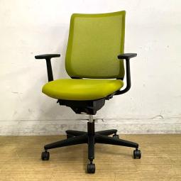 コクヨ　ミトラ　固定肘付きローバック　張地ライトオリーブ×フレームブラック　背もたれメッシュ　お買い求めやすい価格帯の軽快なメッシュチェア