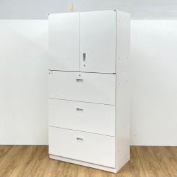 【西】⑨/26イトーキ製　シンラインシリーズ　ホワイトカラー　両開き+3段ラテラル　上下書庫セット！！