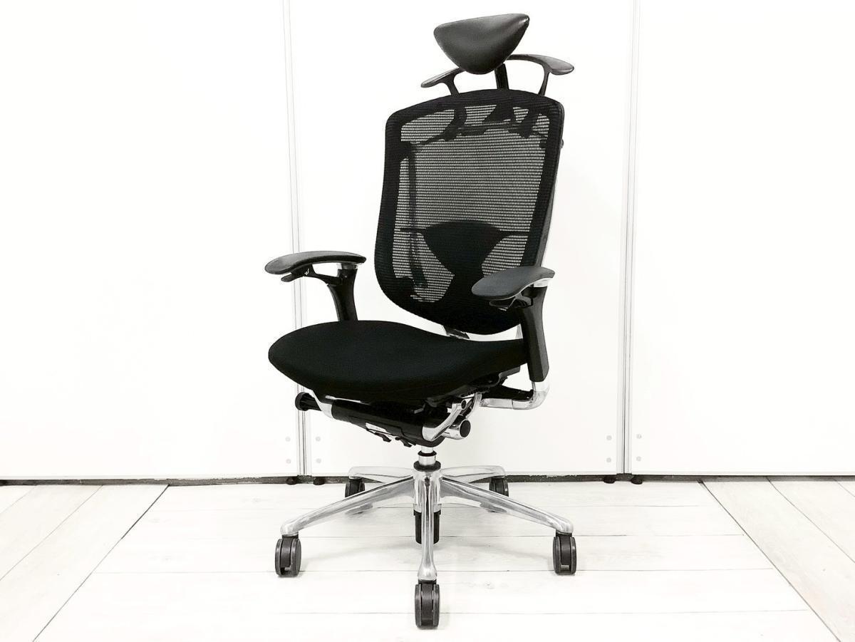 【世界で認められた革新的タスクチェア！　人間工学に基づいた快適な座り心地を実現！】■オカムラ（okamura）製　コンテッサチェア　エクストラハイバック　■ブラック　■背面メッシュ　■可動肘　■ハンガー付き　■可動ヘッドレスト付
                        コンテッサチェア
                                    中古
            