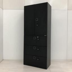 【オフィスの書類をまとめて整理！取っ手がどの方向からでも開くマルチハンドル！人気の書庫セット！】■オカムラ（okamura）製　レクトライン（Rectline）シリーズ　書庫セット（両開き＋3段ラテラル）　H2150㎜　■ブラック　■ダイヤル錠（ラテラルは各段鍵あり）※非常解錠キーは付属しておりません。ご希望のお客様はご相談くださいませ。