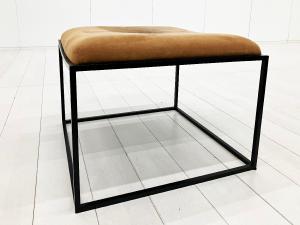 unknown　インダストリアル スチールフレーム オットマン　ブラウン系　W600