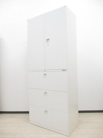 【中古】レクトライン  オカムラ（okamura） ハイキャビネット／両開き＋3段ラテラル