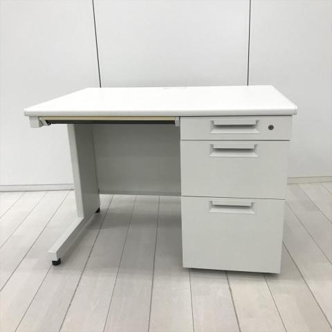 【省スペースでもしっかり使える、信頼のPLUS製片袖机!】■プラス(PLUS)製 JSシリーズ 片袖机 横幅1000㎜ ■シリンダー錠 ■ホワイト 【弊社使用欄:A01070170】