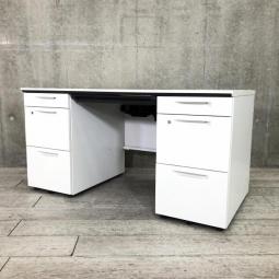 大人気/おすすめ/上席　コクヨ（KOKUYO）　アイエス（iS）シリーズ　 両袖机　■W1400×D700×H740㎜　■シリンダー錠　■ホワイト