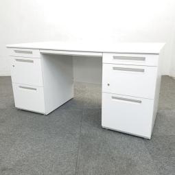 【在庫入替セール品】【充実のワークスペースで作業効率アップ！】■イナバ　デュエナシリーズ　両袖デスク　W1400×D700×H720mm　ホワイト　■豊富な引出しで机上をスッキリ整理！【Inaba　DuENA】