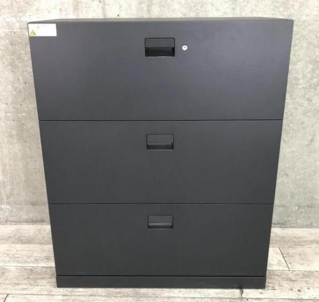 【フラットで美しいデザインが好評です！】■イトーキ　エスキャビネットシリーズ　3段ラテラル書庫　ブラック　■スタイリッシュでオシャンティー！カフェイメージのオフィスにもフィット！【ITOKI　eS】【ABW】