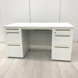 両袖タイプで収納たっぷり！幅1400㎜でワークスペースもしっかり確保！/オススメ(おすすめ) /人気商品【弊社使用欄：A01069898】■オカムラ（okamura）製　アドバンス（ADVANCE）　両袖机　引き出し付き　■W1400×D700×H720㎜　■シリンダー錠　■ネオホワイト