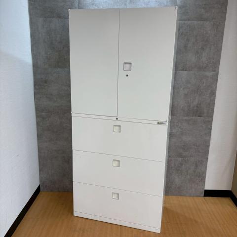 【中古】レクトライン  オカムラ（okamura） ハイキャビネット／両開き＋3段ラテラル