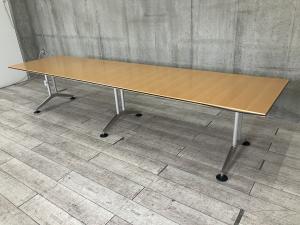 【4/14(火)入荷予定の商品となります！】【幅3600㎜・洗練された上質なデザインの大型テーブル！】■会議用テーブル　ミーテイングテーブル　W3600×D900×H720㎜　■木目調ナチュラル天板　※2枚天板のため搬入もしやすい！