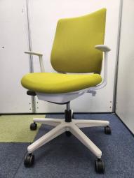 ■コクヨ　ミトラ　グリーン　固定肘　ホワイトフレーム