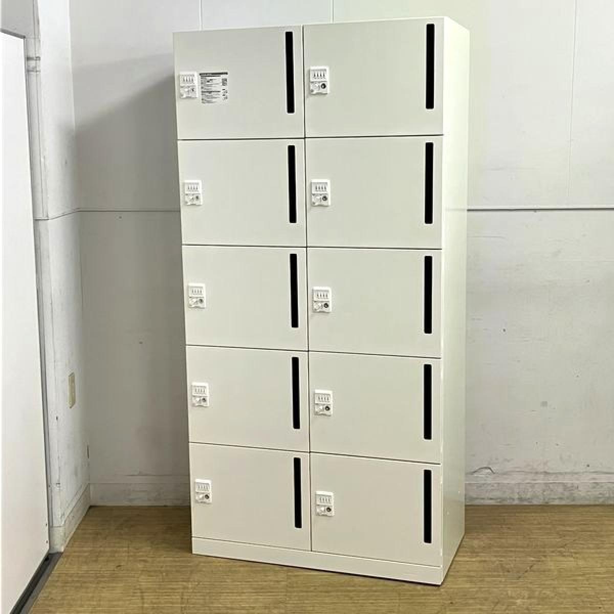 オカムラ　ピクスライン　10人用パーソナルロッカー　メールポスト付き　ホワイト　ダイヤル錠による安心感抜群の施錠管理　※暗証番号検索キーは別途作成可能
                        ピクスライン
                                    中古
            