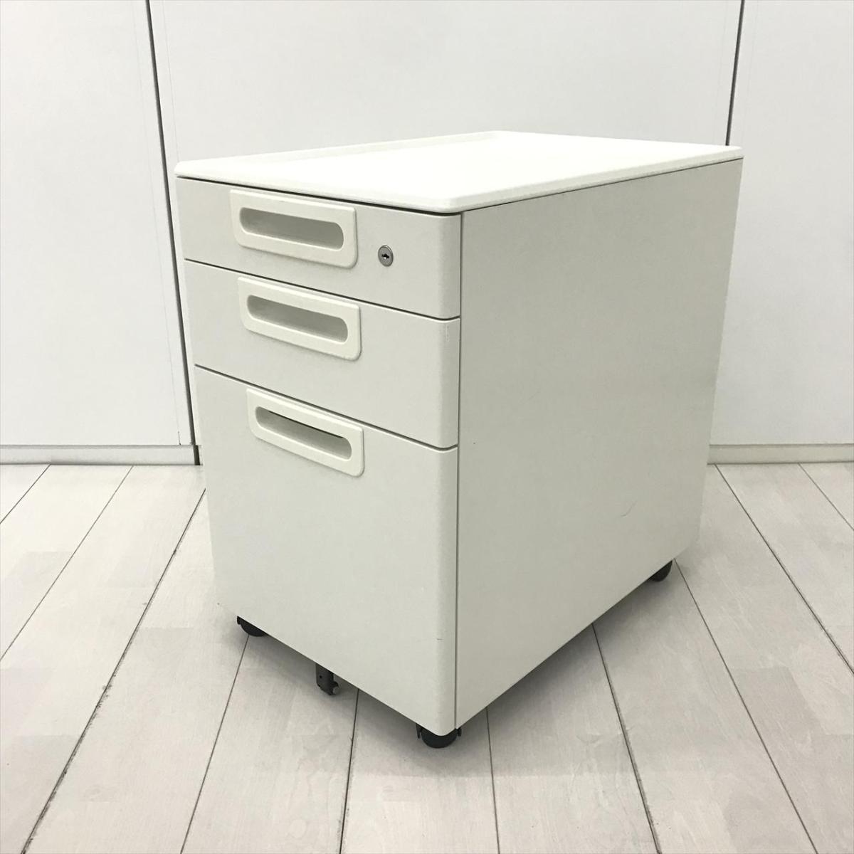 定番/おすすめ/デスク下　■プラス(PLUS)製　LAシリーズ　3段ワゴン　デスクインワゴン　■W400×D580×H605㎜　■シリンダー錠　■ホワイト
                        LA
                                    中古
            