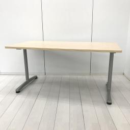 【定価約8万円】【オシャレなナチュラル天板のミーティングテーブル】■内田洋行/ST-3100　■ナチュラル　シルバー脚　■T字脚タイプ　■W1500 D750 H700【2～4名様でのご利用におすすめ】