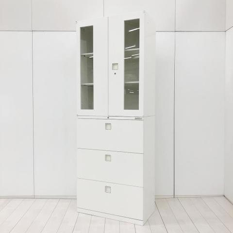 【中古】レクトライン 4M363Y　ZA75 ／ 4MG3ZC　ZA75 オカムラ（okamura） ハイキャビネット／両開き＋3段ラテラル