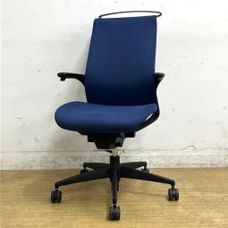 コクヨ　M4　ブラック　クロス：ブルー×シェル：ブラック　コートハンガー付き　固定肘　新感覚オフィスチェア