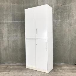 【便利な組み合わせの書庫セット！両開きと引き違いのキャビネット！】■コクヨ（KOKUYO）　エディア（EDIA）　両開き＋引き違い（2枚扉）　書庫セット　ハイキャビネット　■ホワイト【在庫入替えセール！】【AD】