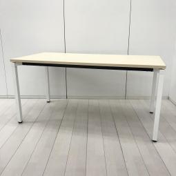 【定価約6万円】【打ち合せ・休憩室・作業台に！幅1500㎜のシンプルなナチュラルテーブル！】■コクヨ(KOKUYO)製　ジュート(JUTO)シリーズ　ミーティングテーブル　W1500㎜　■天板：木目ナチュラル　■4本脚：ホワイト