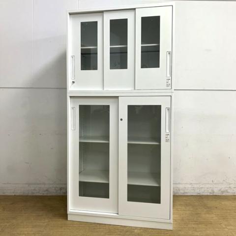 【中古】エディア 上：BWUH-HGU339SAWN　下：BWUH-HGD259SAWN コクヨ（KOKUYO） ハイキャビネット／引き違い＋引き違い