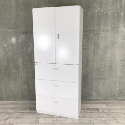 【585918】【これ1台で書類整理の問題が解決！上下で6段分の大容量収納！】■イトーキ（ITOKI）製　シンライン（THIN LINE）シリーズ　書庫セット（両開き+3段ラテラル）　■W900×D450×H2150㎜　■シリンダー錠　■ホワイト　オフィスバスターズ　水戸サテライト　大子町　北茨城市　高萩市　日立市　常陸太田市　常陸大宮市　那珂市　東海村　ひたちなか市　城里町 水戸市　笠間市　茨城町　大洗町　小美玉市