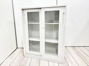 【希少在庫入荷！！】滅多に入荷の無いガラス引き戸書庫が入荷致しました！導線に配慮した奥行400mタイプ！
■内田洋行/HS(ハイパーストレージ)/ホワイト