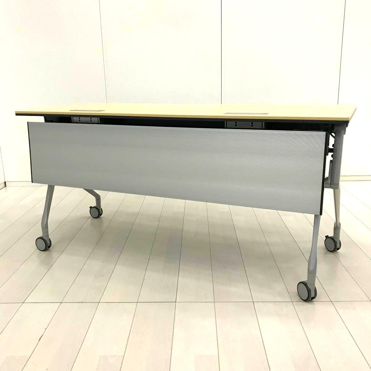 【586041】【動かす、つなぐ、すぐ使える。会議を止めないスマートテーブル！】■オカムラ（okamura）製　インターアクトNTシリーズ（INTER ACTNT）　サイドスタックテーブル　W1500×D600×H720mm　■キャスター付　■ 配線口付き　■天板:プライズウッドライト/脚:シルバー　オフィスバスターズ　水戸サテライト　大子町　北茨城市　高萩市　日立市　常陸太田市　常陸大宮市　那珂市　東海村　ひたちなか市　城里町 水戸市　笠間市　茨城町　大洗町　小美玉市
                        インターアクトNT
                                    中古
            