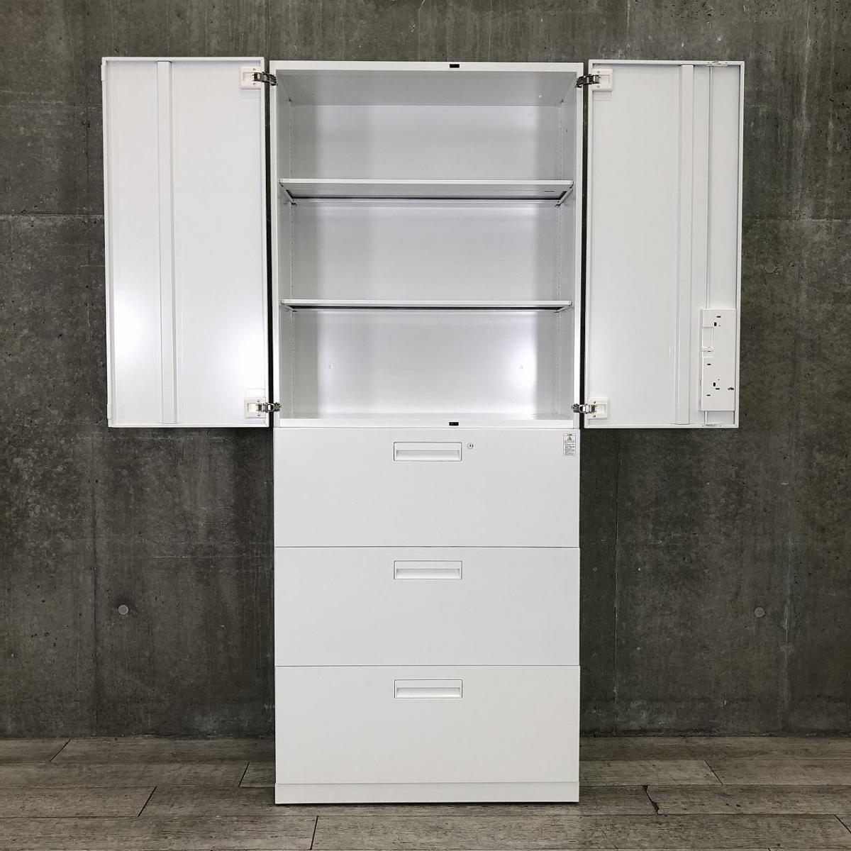 中古】エディア コクヨ/KOKUYO ハイキャビネット／両開き＋3段ラテラル 