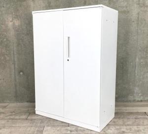 【ゆとりのある収納スペースで、オフィス書類をスッキリ整理！】■ウチダ　両開き書庫　ホワイト天板付　W900×D450×H1270mm　【(内田洋行 / UCHIDA)　HS(ハイパーストレージ)】