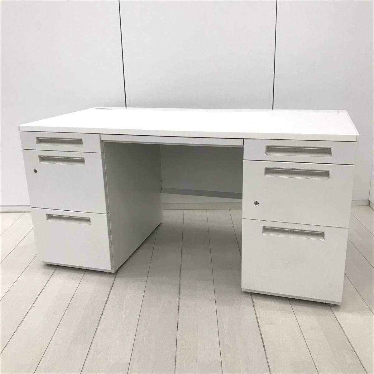 中古　Inaba　オフィスデスク（デュエナ2台）　傷有　おまけ（袖机1台）【引渡し限定】 中古】デュエナ 255831 DU-FPセット イナバ/INABA 両袖机 586624