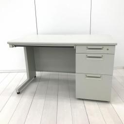 【省スペースでもしっかり使える、信頼のPLUS製片袖机！】■プラス（PLUS）製　JSシリーズ　片袖机　W1200mm　■シリンダー錠　■グレー　【弊社使用欄：A01070172】