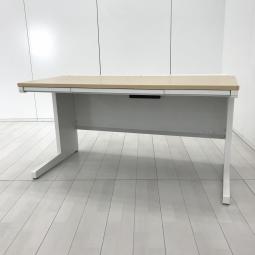 【幅1400㎜で図面などの書類も広げやすい！技術が詰め込まれたホワイトカラーの平机】■イナバ（inaba）製　デュエナ（DuENA）シリーズ　平机　引き出し付き　W1400㎜　■木目ナチュラル【2602】弊社使用欄【A01058026】