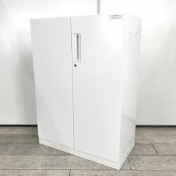 【在庫入替セール品】■コクヨ(KOKUYO)製　エディア(EDIA)シリーズ　両開き書庫　ローキャビネット　W800㎜×D450㎜×H1110㎜　■天板・ベース付　■ホワイト　■シリンダー錠