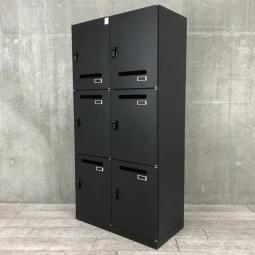 【フレキシブルな働き方に対応するメールロッカー！鍵の持ち運び要らずで便利に使えるダイヤル錠タイプ！】■イトーキ(ITOKI)製　シンライン(THIN LINE)シリーズ　6人用パーソナルロッカー　H1800㎜　■投函口あり　■ダイヤル錠　■ブラック