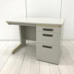 【省スペースのオフィスに最適！コンパクトサイズの片袖机！】■イナバ（INABA）製　片袖机　W1000×D700×H700mm　■シリンダー錠　■グレー