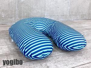 YOGIBO / ヨギボー 　Yogibo Support サポート クッション　ブルー ストライプ　U字型　ビーズクッション
