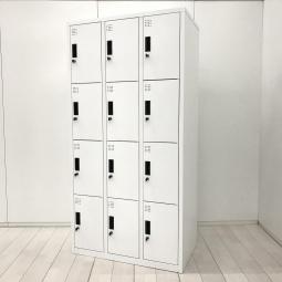 【1台で12名分の手荷物などを収納可能！移転や増員を検討されている方にオススメ！】■12人用ロッカー　更衣用ロッカー　W900×D515×1790㎜　■3列×4段収納　■シリンダー錠　■ホワイト【2604】弊社使用欄【A01072291】