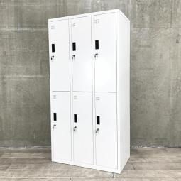 【定価約11万円】【省スペースに6名分の収納可能！常に人気の高い更衣用ロッカー！】■6人用更衣ロッカー　3列×2段収納　W900×D515㎜　■ホワイト　■シリンダー錠【移転や増員を検討されている方にオススメ！】