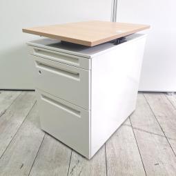 【昇降ワゴン入荷！】■オカムラ（okamura）製　アドバンス（ADVANCE）シリーズ　３段ワゴン　フリアド用　■シリンダー錠　■ホワイト