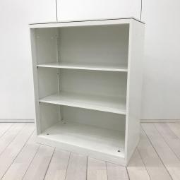 【オフィスの書類をスッキリ整理！視認性に優れたオープンキャビネット】■オカムラ(okamura)製　レクトライン(Rectline)シリーズ　オープン書庫　ローキャビネット　■天板・ベース付き　■ホワイト