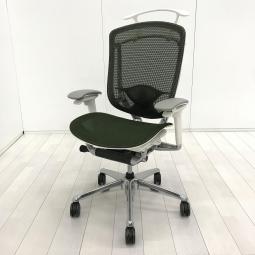 【世界で認められた革新的タスクチェア！人間工学に基づいた快適な座り心地を実現！】■オカムラ（okamura）製　コンテッサセコンダ（Contessa Seconda）チェア　肘付ハイバック　■背・座面メッシュ　■可動肘　■ダークグリーン