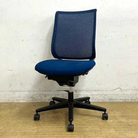 コクヨ　ミトラ　プルシアンブルー×ホワイトフレーム　肘無しチェア　スタンダードバック（メッシュ）　【愛知・名古屋・豊田・静岡・浜松】