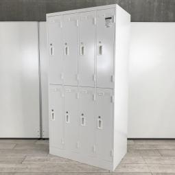 【※訳アリ品】【定価約9万円】【８人分を人分を幅900㎜のスペースで！衣服や荷物も収納力抜群です！】■コクヨ （KOKUYO）製　LKロッカー　8人用更衣ロッカー　■W900×D515×H1790mm　■シリンダー錠　■ホワイト※打痕あり※