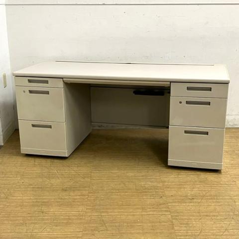 コクヨ　MX　両袖机　ニューグレー　鍵付き　シリンダー錠　W1600の広めなサイズ　役員用・上長用にうってつけ