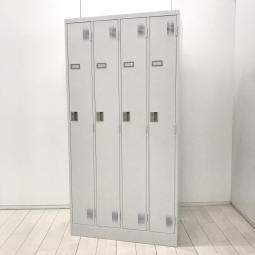 【シンプルでスタンダードな更衣ロッカー！　移転や増員を検討されている方にオススメ！】■豊国工業製　TLKシリーズ　４人用更衣ロッカー　■W900×D515×H1790㎜　■シリンダー錠　■ホワイトグレー