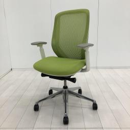 【前傾チルト機能付き】【オカムラ製品で最も人気を集める高機能チェア！】■オカムラ(okamura)製　シルフィー(Sylphy)チェア　肘付ハイバック　背面メッシュ　昇降レバー角型　■可動肘　■ライムグリーン×ホワイトシェル